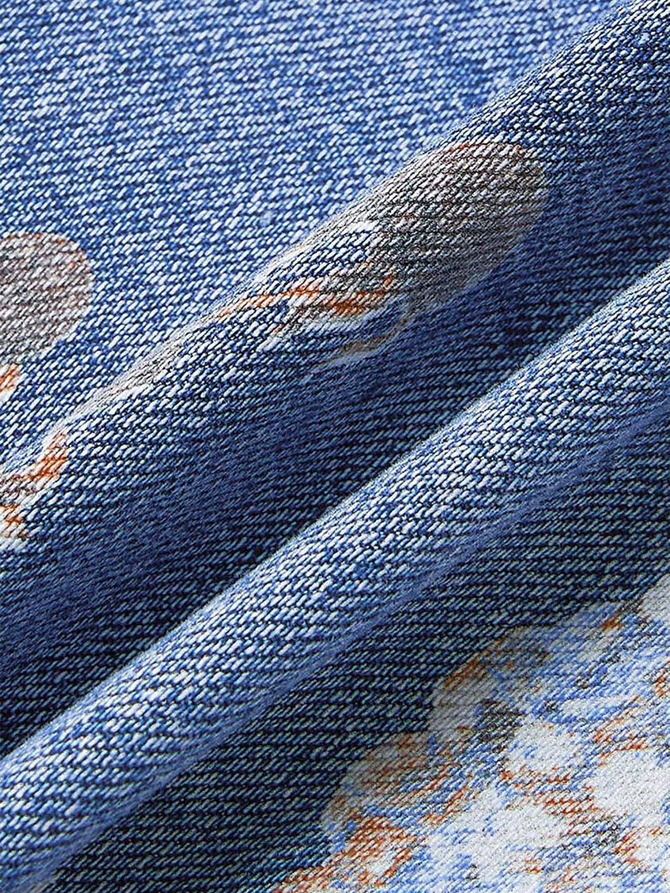 Foto 6 pulgar | Pantalones Flamingals Vintage De Mezclilla Recta Con Estampado Floral Para Mujer  Color Azul L - Venta Internacional.