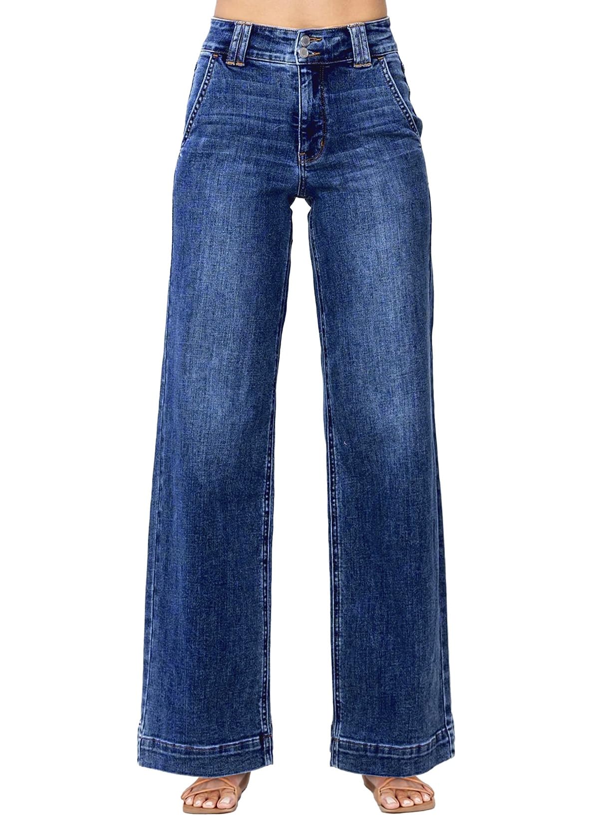 Foto 2 pulgar | Vaqueros Astylish Ashleigh Blue De Cintura Alta Y Pierna Ancha Para Mujer - Venta Internacional.