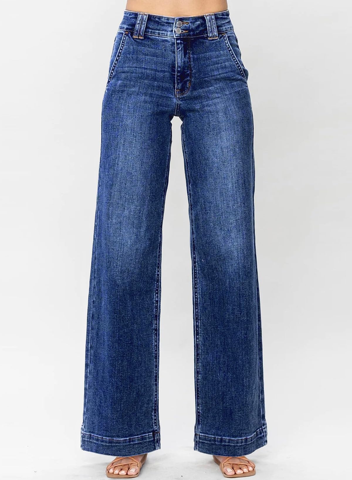 Foto 5 pulgar | Vaqueros Astylish Ashleigh Blue De Cintura Alta Y Pierna Ancha Para Mujer - Venta Internacional.