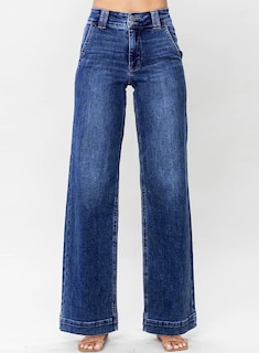 Foto 4 | Vaqueros Astylish Ashleigh Blue De Cintura Alta Y Pierna Ancha Para Mujer - Venta Internacional.