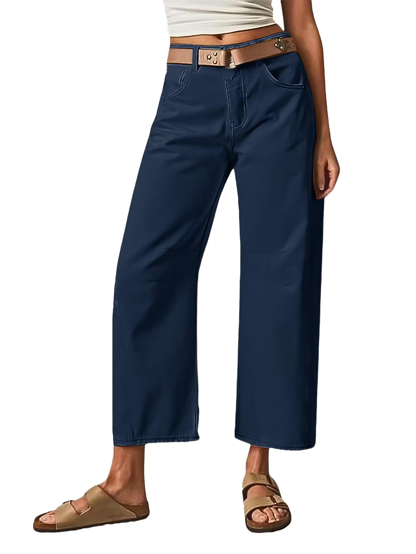 Foto 1 | Jeans Flamingals Para Mujer  Cintura Media  Pierna Recta  Color Azul Marino - Venta Internacional.