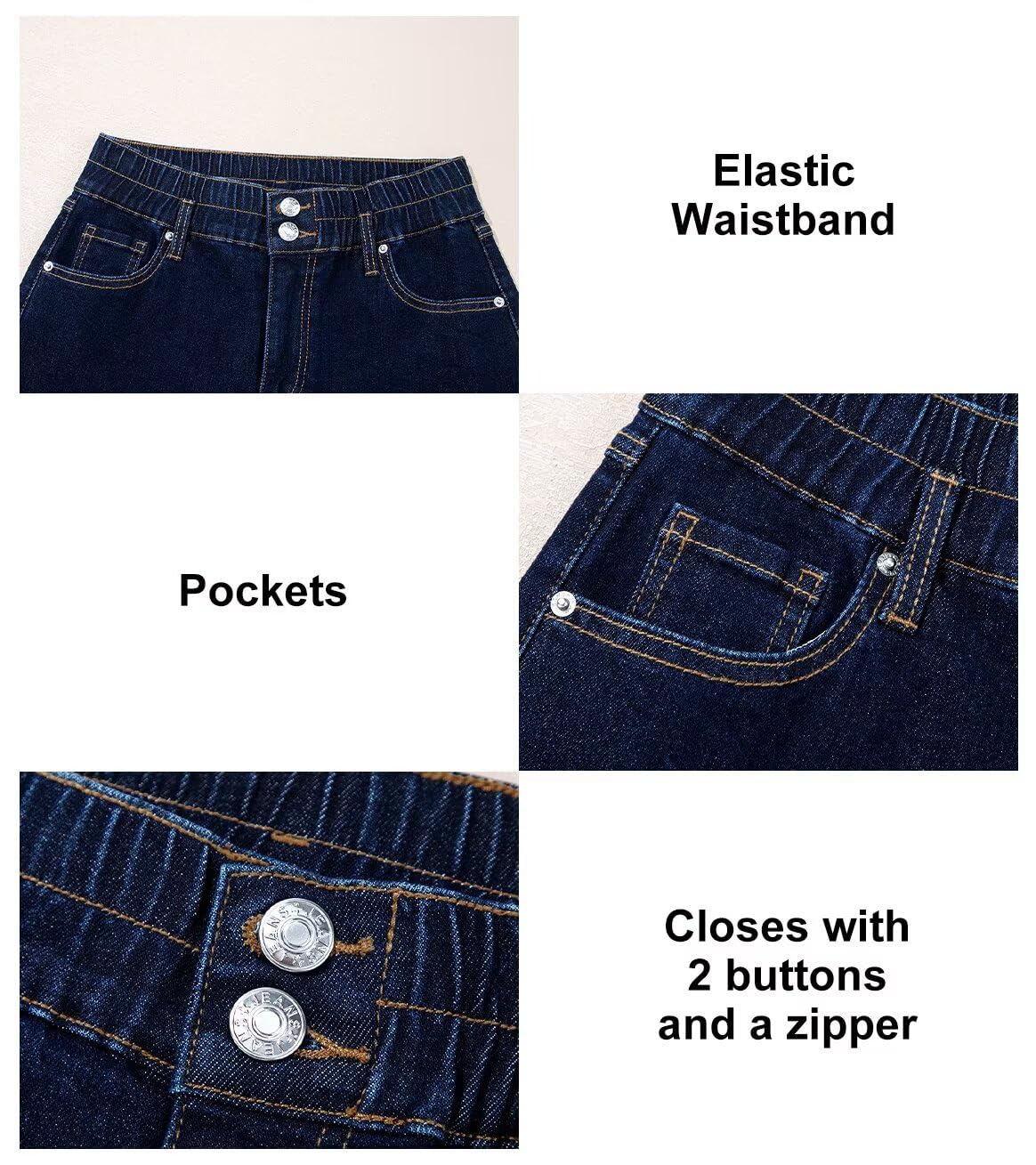 Foto 5 pulgar | Jeans Astylish Para Mujer  Cintura Alta  Pernera Ancha  Azul Marino - Venta Internacional.