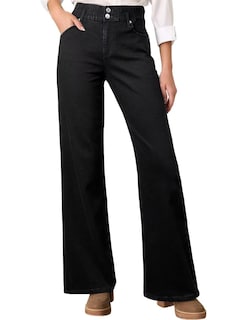 Foto 1 | Jeans Astylish Para Mujer Cintura Alta Pierna Ancha Mezclilla Negra Talla 6 - Venta Internacional.