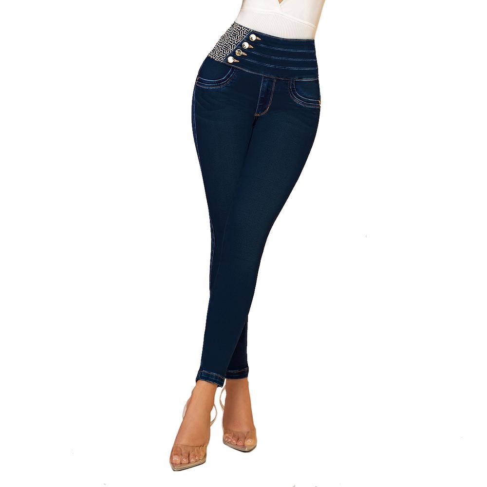 Foto 2 pulgar | Pantalón Colombiano de Mezclilla Nyk Jeans N4228 Dos Tonos de Azul Push Up Pierna Ajustada