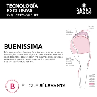 Foto 6 | Jeans Mezclilla Mujer Super Skinny Colombiano Push Up Buenissima Seven Jeans