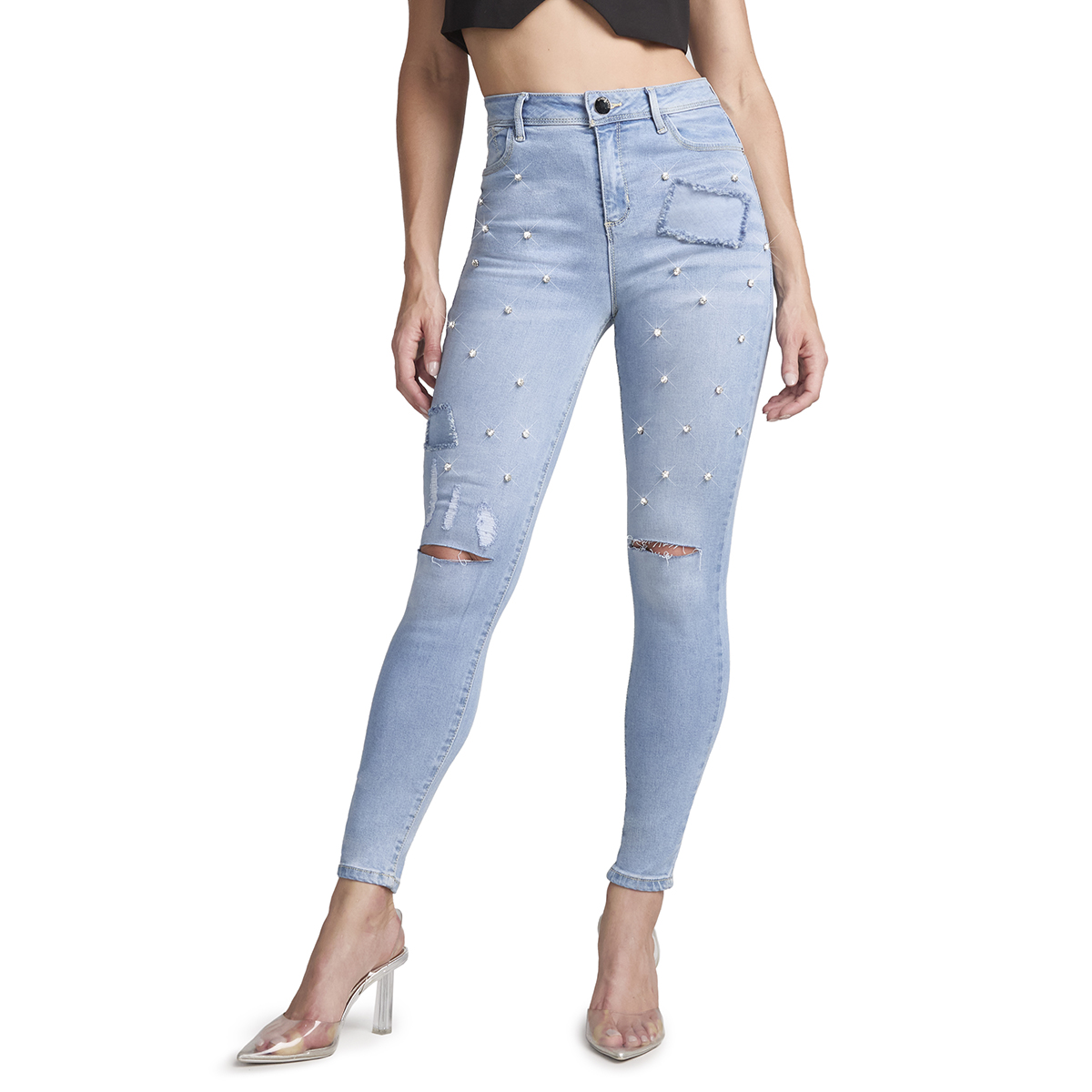 Foto 2 pulgar | Jeans Mezclilla Mujer Pantalon Super Skinny  Cintura Alta Push Up Seven Jeans