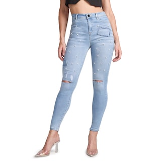 Foto 1 | Jeans Mezclilla Mujer Pantalon Super Skinny Cintura Alta Push Up Seven Jeans
