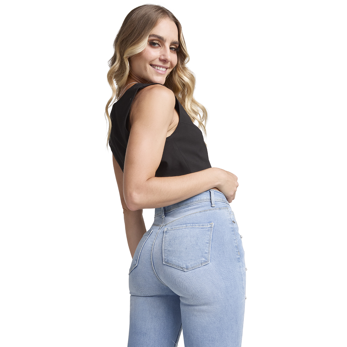 Foto 2 | Jeans Mezclilla Mujer Pantalon Super Skinny  Cintura Alta Push Up Seven Jeans