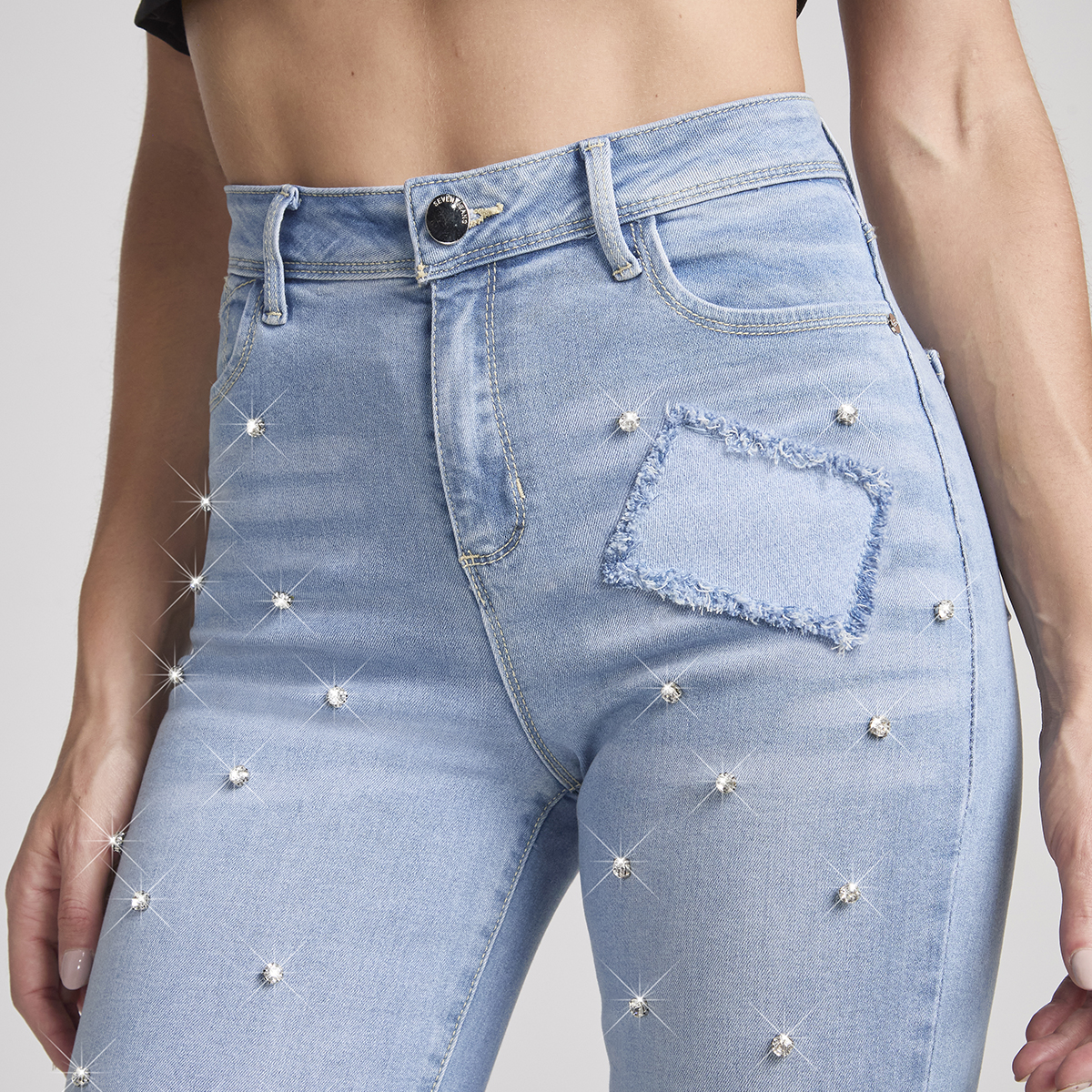 Foto 4 pulgar | Jeans Mezclilla Mujer Pantalon Super Skinny  Cintura Alta Push Up Seven Jeans