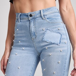Foto 3 | Jeans Mezclilla Mujer Pantalon Super Skinny Cintura Alta Push Up Seven Jeans