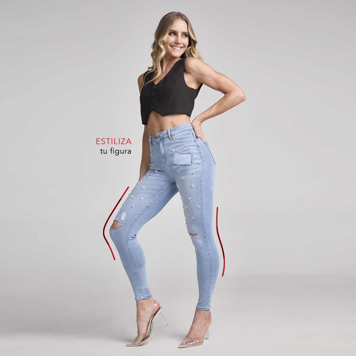 Foto 7 pulgar | Jeans Mezclilla Mujer Pantalon Super Skinny  Cintura Alta Push Up Seven Jeans