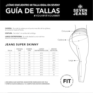 Foto 4 | Jeans Mezclilla Mujer Super Skinny Colombiano Push Up Buenissima Seven Jeans
