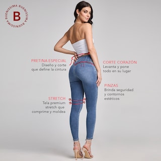 Foto 5 | Jeans Mezclilla Mujer Super Skinny Colombiano Push Up Buenissima Seven Jeans