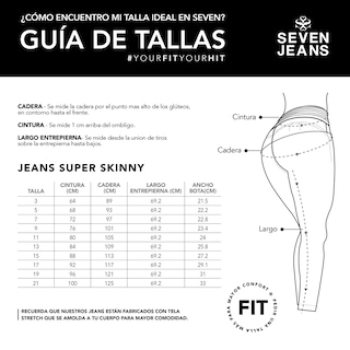 Foto 5 | Jeans Mezclilla Mujer Super Skinny Colombiano Push Up Buenissima Seven Jeans