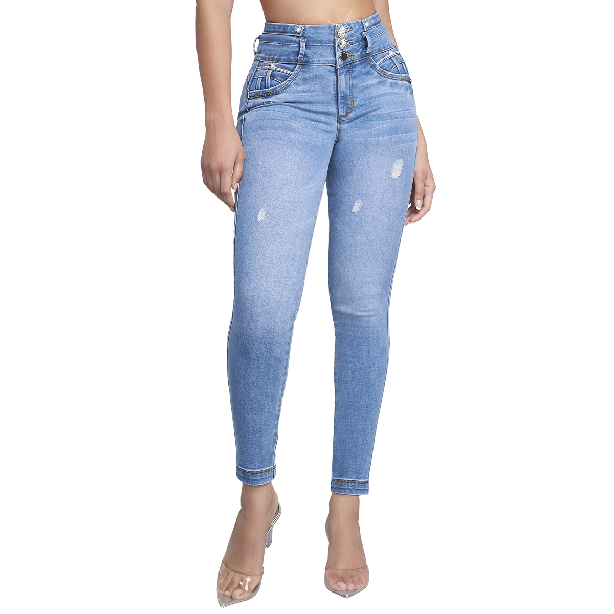 Foto 2 pulgar | Jeans Mezclilla Mujer Super Skinny Colombiano Push Up Buenissima Seven Jeans