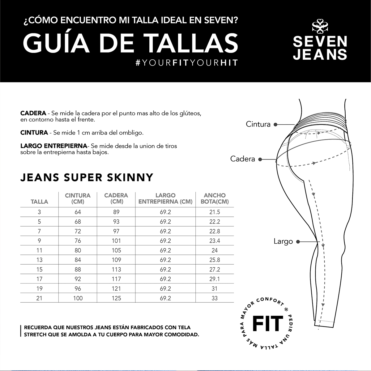 Foto 6 pulgar | Jeans Mezclilla Mujer Super Skinny Colombiano Push Up Buenissima Seven Jeans