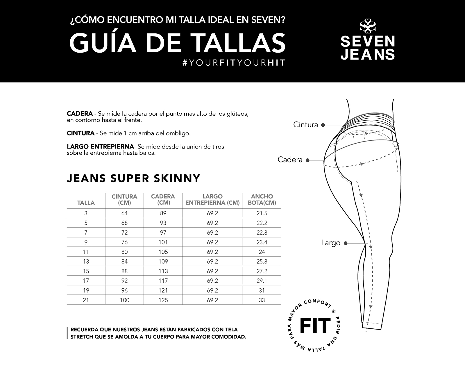 Foto 7 pulgar | Jeans Mezclilla Mujer Super Skinny Colombiano Push Up Buenissima Seven Jeans