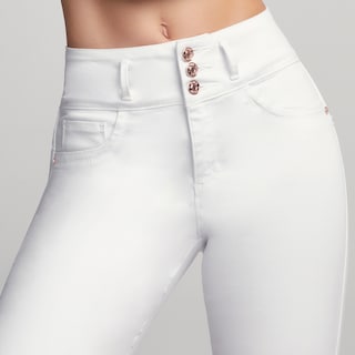 Foto 3 | Jeans Mujer Pantalon Super Skinny Cintura Alta Levanta Pompa Seven Jeans 6090blco