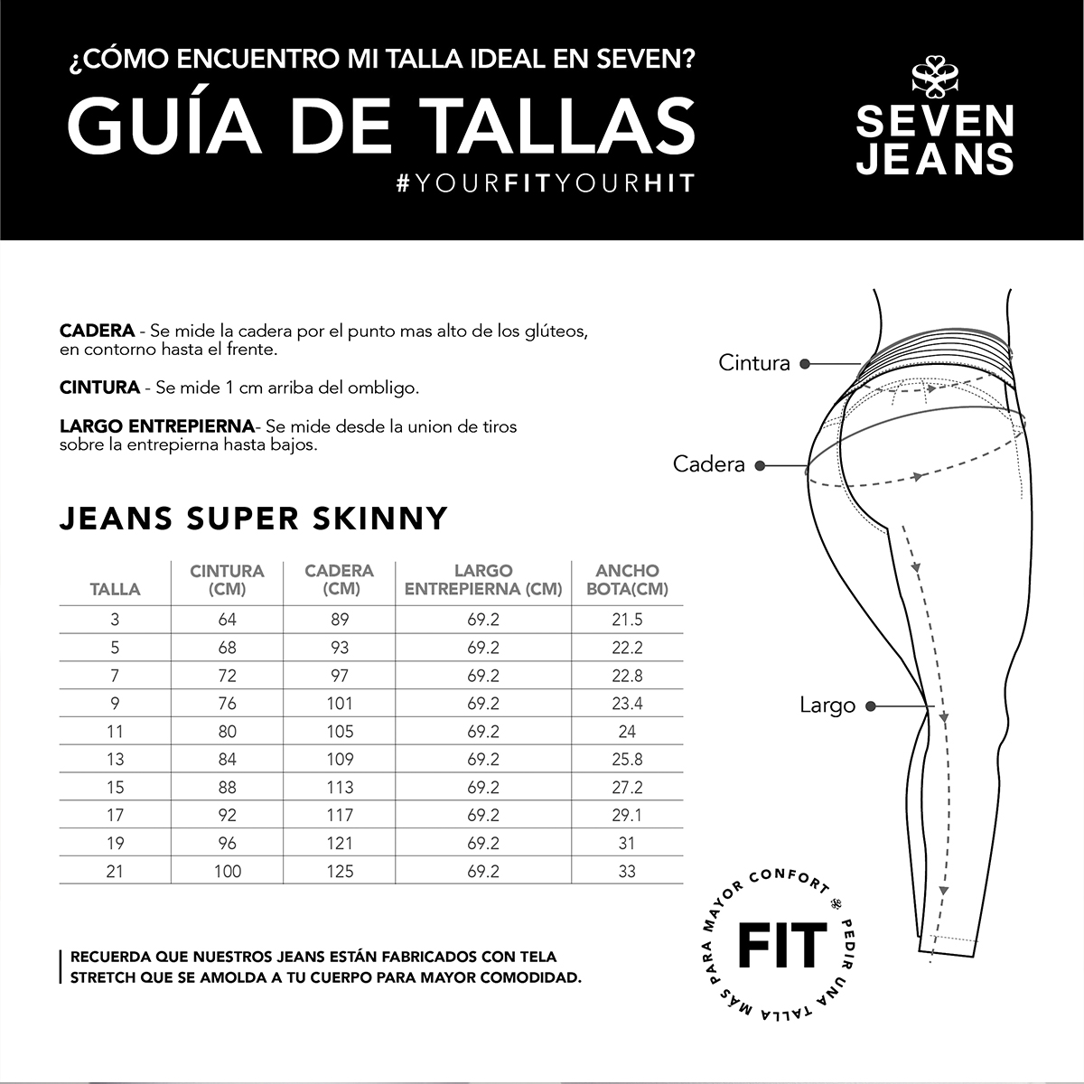 Foto 6 pulgar | Jeans Mujer Pantalon  Super Skinny Cintura Alta Levanta Pompa Seven Jeans 6090blco