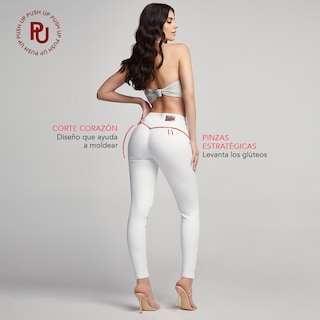 Foto 6 | Jeans Mujer Pantalon Super Skinny Cintura Alta Levanta Pompa Seven Jeans 6090blco