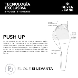 Foto 8 | Jeans Mujer Pantalon Super Skinny Cintura Alta Levanta Pompa Seven Jeans 6090blco