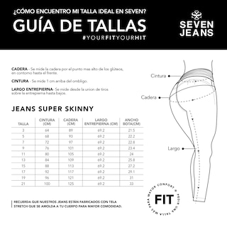 Foto 5 | Jeans Super Skinny Mujer Push Up Cintura Alta Seven Jeans 0118ngro
