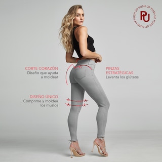 Foto 6 | Jeans Super Skinny Mujer Push Up Seven Jeans 1170gris