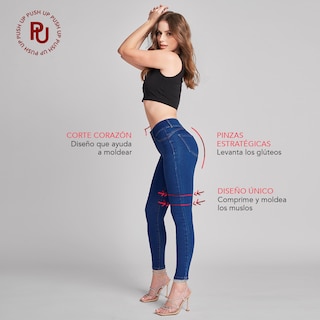 Foto 6 | Jeans Mujer Super Skinny Push Up Cintura Alta 1170stme