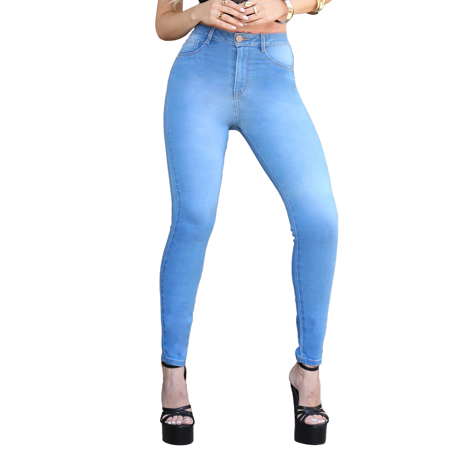 Foto 2 pulgar | Jeans Mujer Tiro Alto Super Skinny Stretch Azul Claro