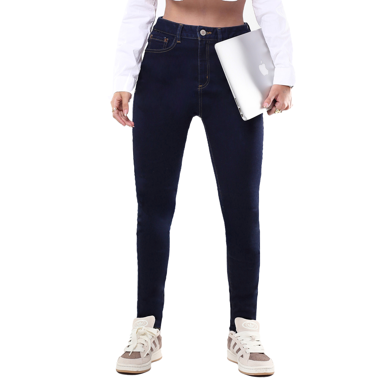 Foto 2 pulgar | Jeans Mujer Super Skinny Largo Tiro Alto Azul Oscuro
