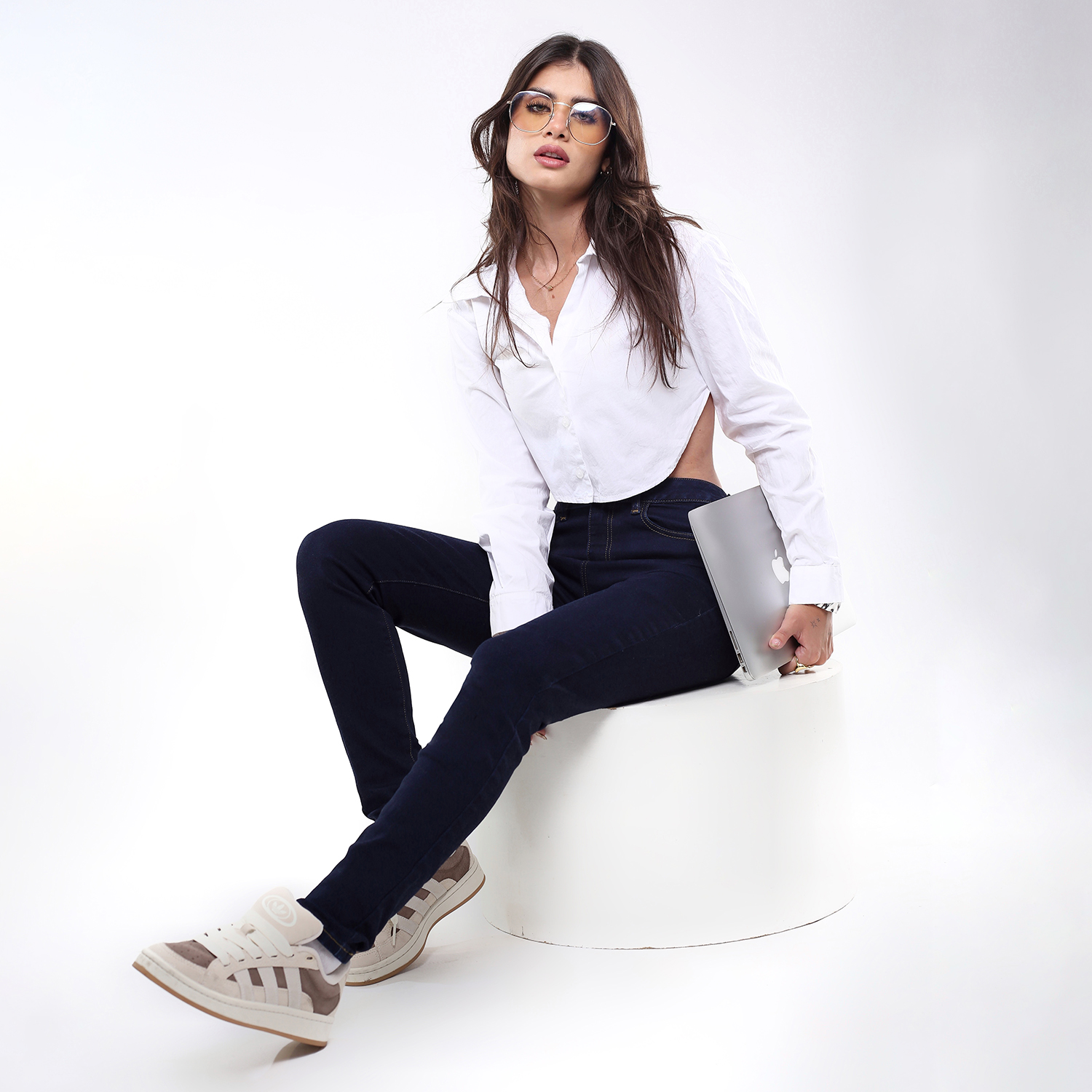Foto 2 | Jeans Mujer Super Skinny Largo Tiro Alto Azul Oscuro