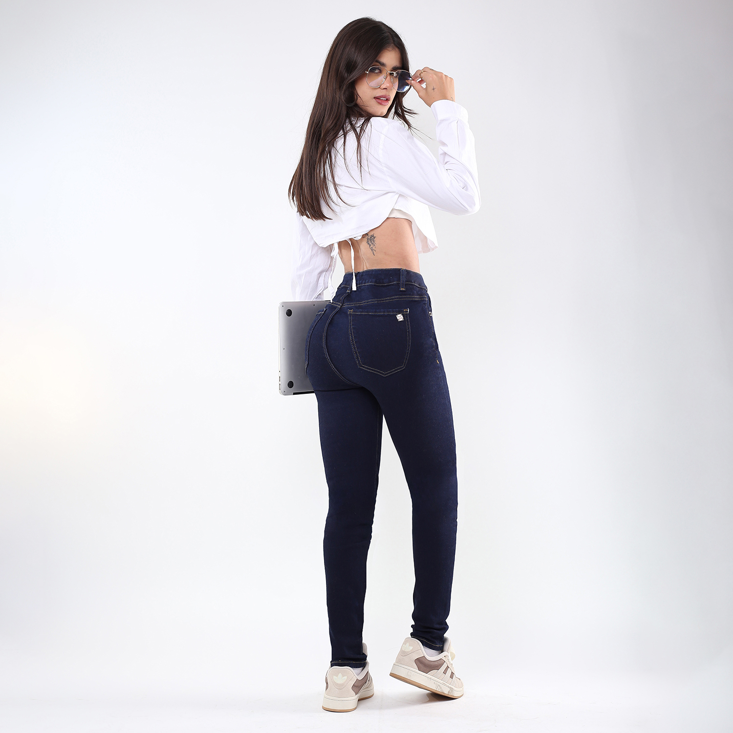 Foto 4 pulgar | Jeans Mujer Super Skinny Largo Tiro Alto Azul Oscuro