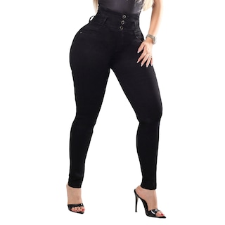 Foto 1 | Jeans Mujer Super Skinny Tiro Alto Stretch Negro