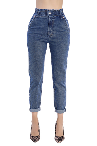 Jogger Devendi Color Azul Elástico Cintura