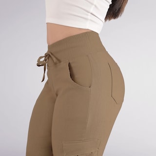 Foto 2 | Pantalón Tipo Cargo Mujer Creado Para Realzar Cintura Beige Sea Brazil