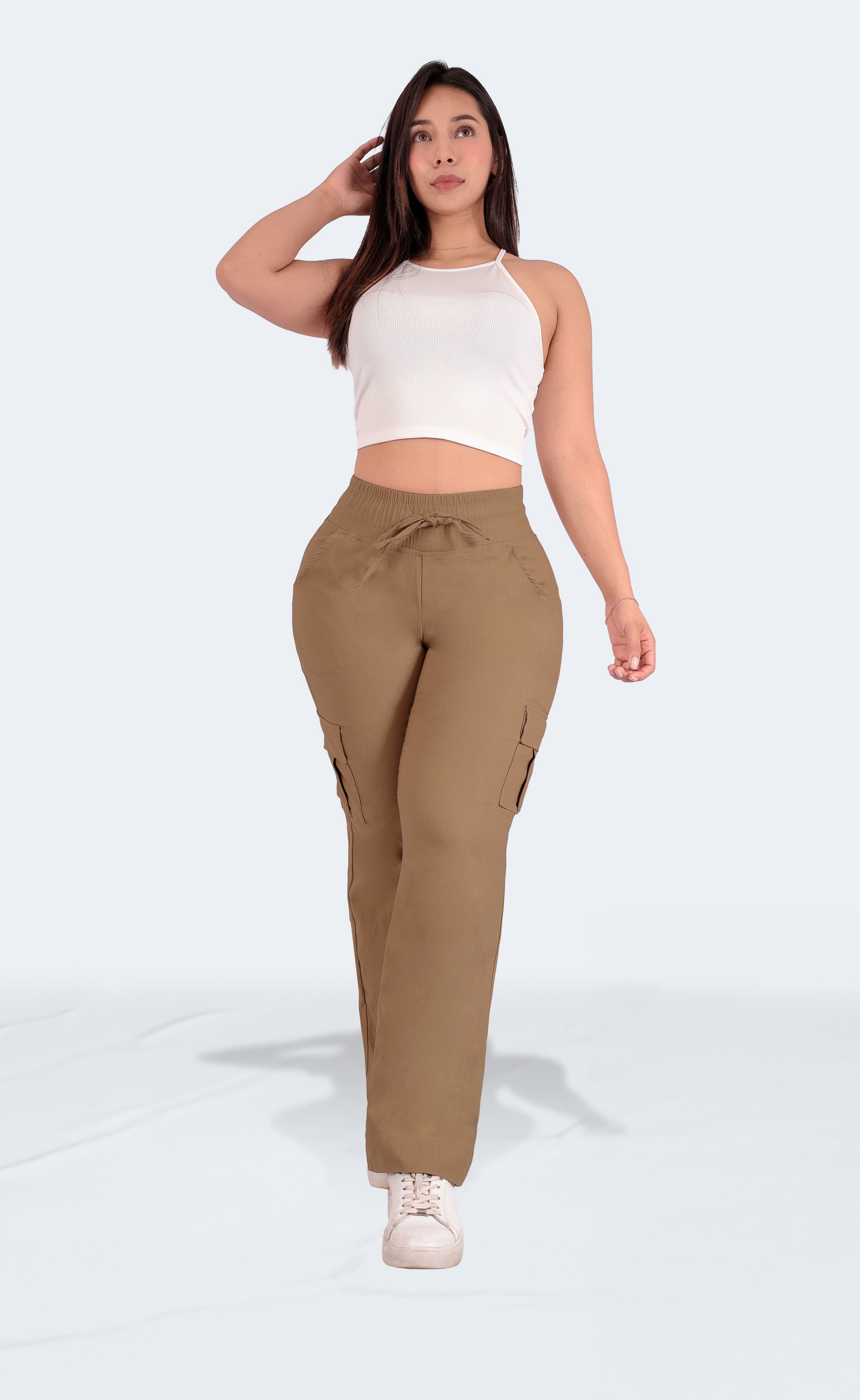 Foto 4 pulgar | Pantalón Tipo Cargo Mujer Creado Para Realzar Cintura Beige Sea Brazil