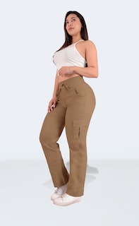 Foto 4 | Pantalón Tipo Cargo Mujer Creado Para Realzar Cintura Beige Sea Brazil
