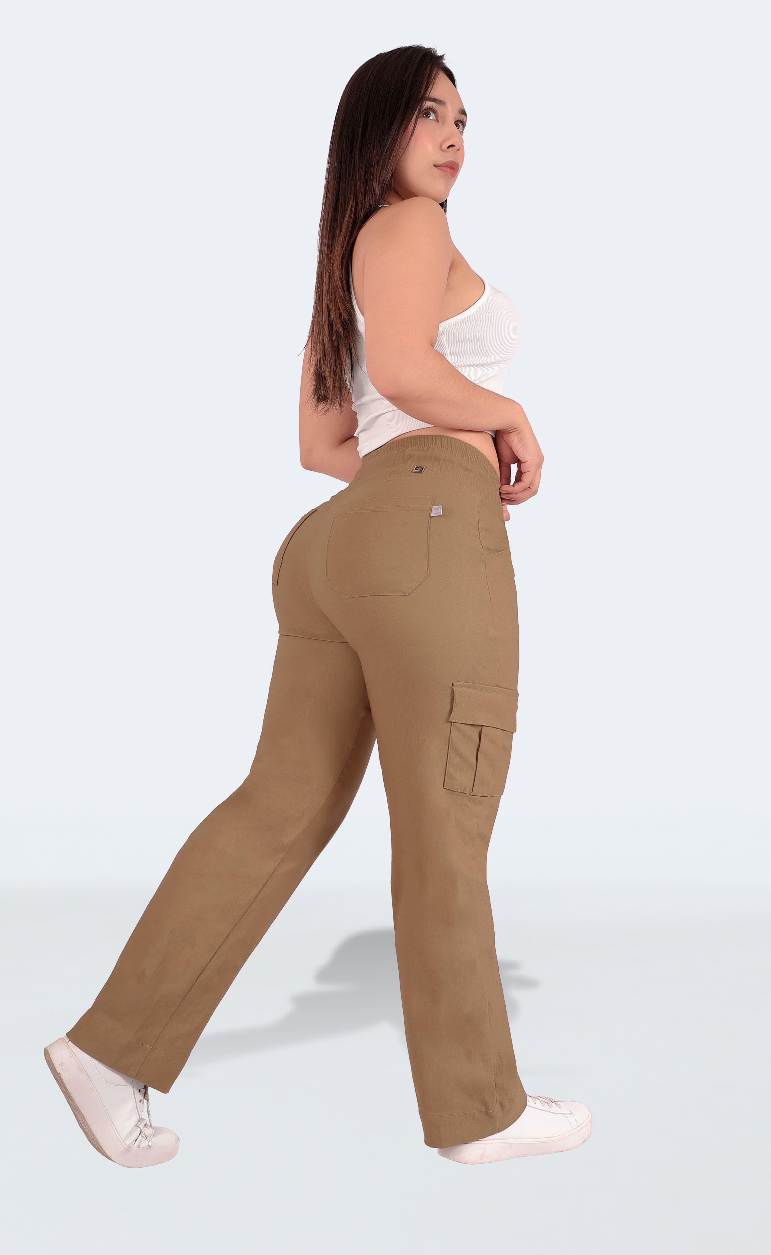 Foto 6 pulgar | Pantalón Tipo Cargo Mujer Creado Para Realzar Cintura Beige Sea Brazil