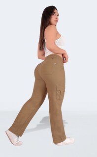 Foto 5 | Pantalón Tipo Cargo Mujer Creado Para Realzar Cintura Beige Sea Brazil