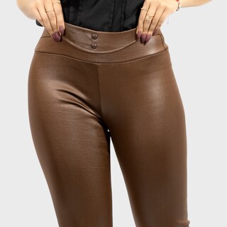 Foto 5 | Legging Elegante Casual Lic-0118 Café Tipo Vinipiel