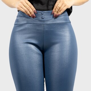 Foto 5 | Legging Elegante Casual Lic-0118 Azul Tipo Vinipiel
