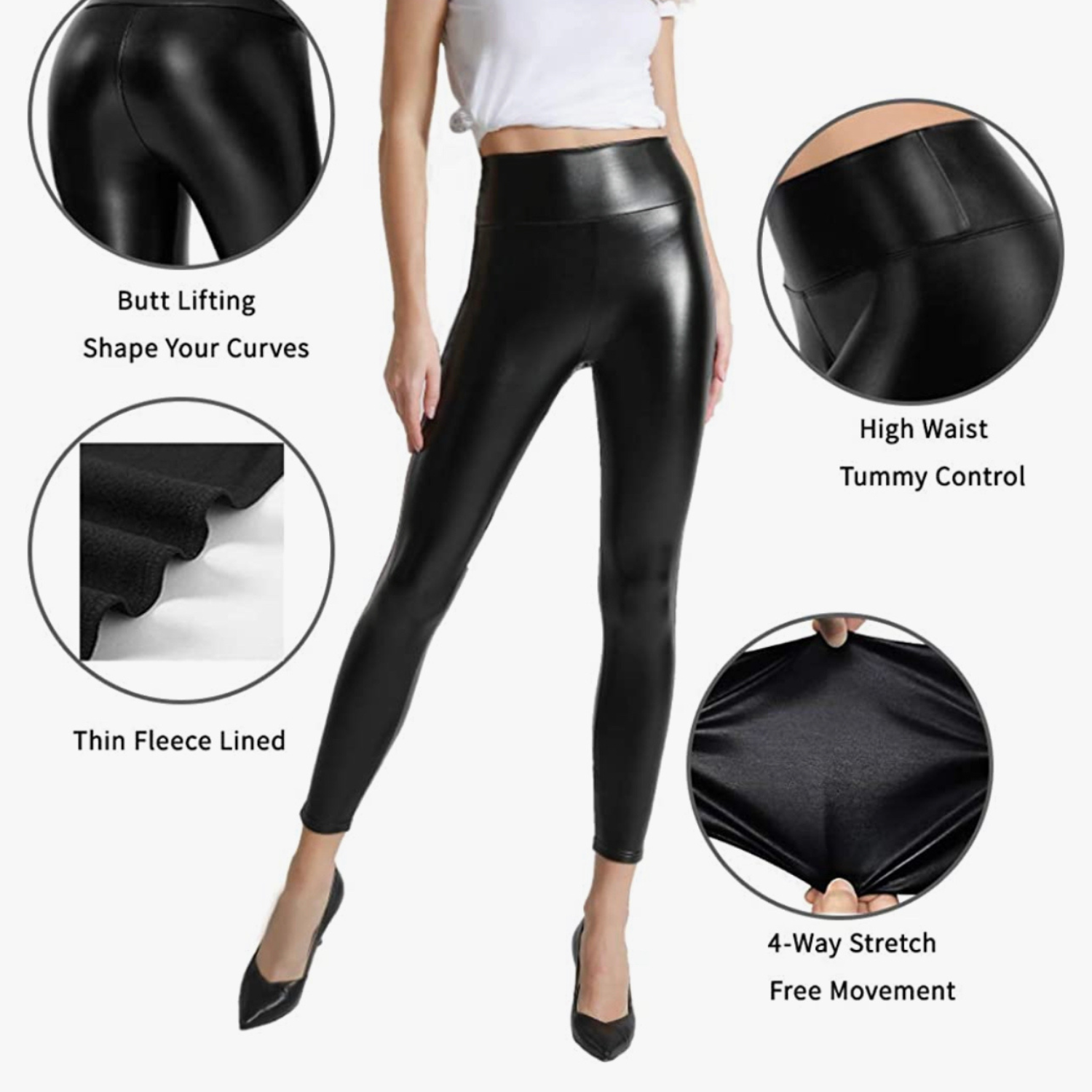 Foto 6 pulgar | Legging Elegante Casual Lic-0105 Beige Tipo Vinipiel