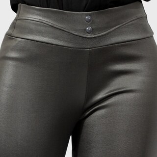 Foto 5 | Legging Elegante Casual Lic-0118 Gris Oscuro Tipo Vinipiel