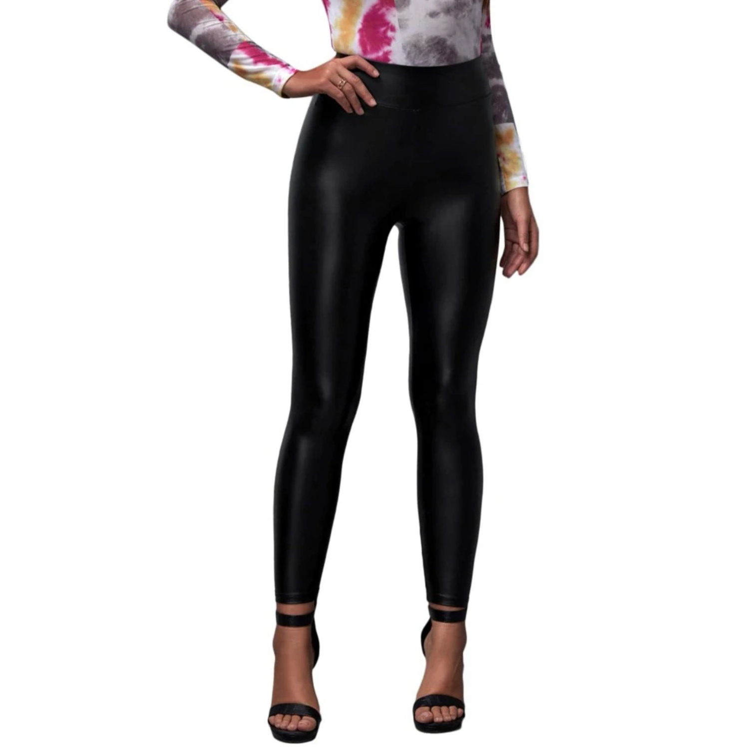 Leggings de Moda Elegantes o Casuales Lic-0123 Negros Tipo Vinipiel