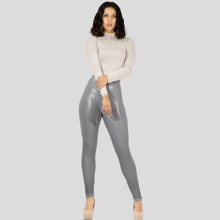 Foto 2 | Leggings para Mujer de Vinipiel Gris Claro