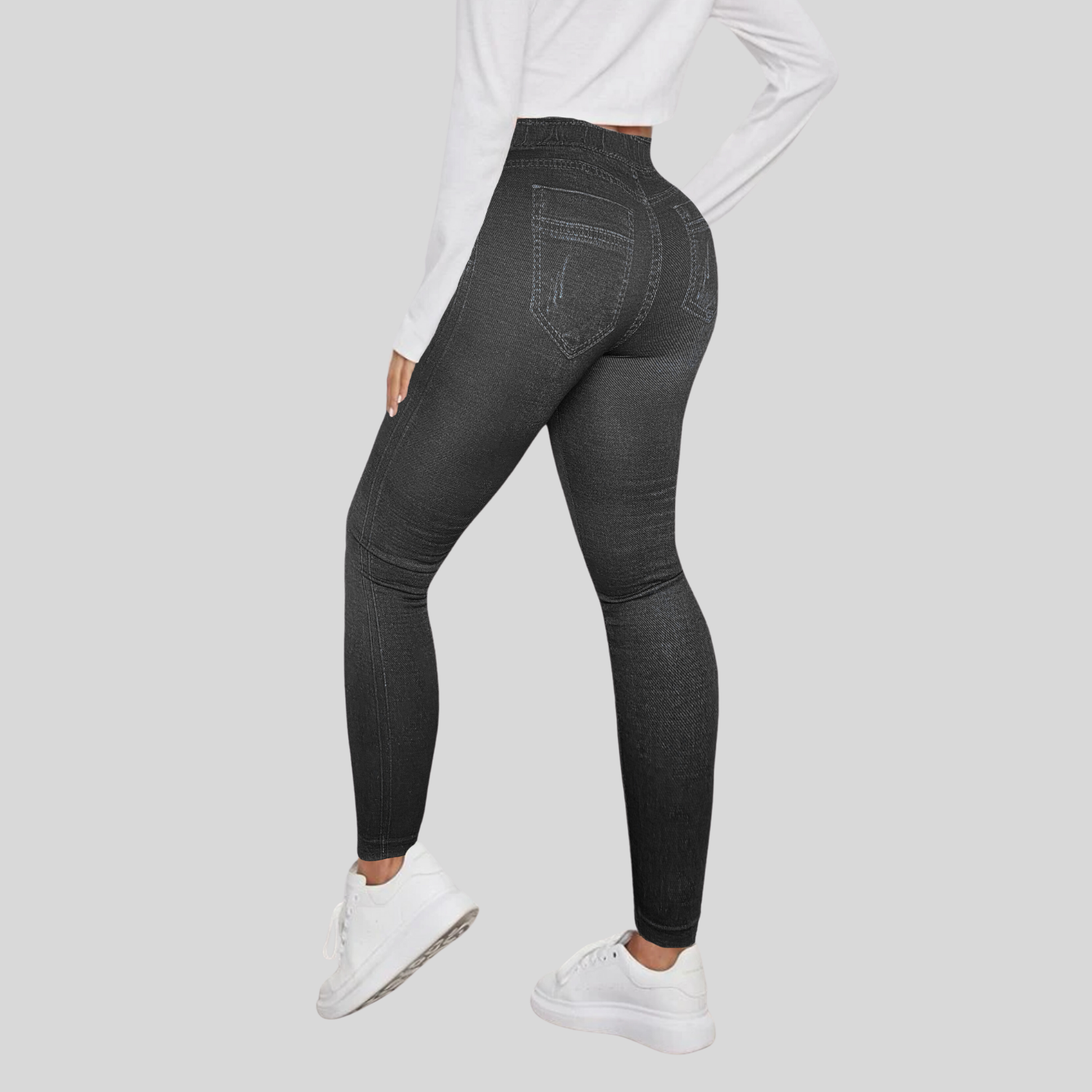 Foto 5 pulgar | Set de 2 Leggings Diseño Mezclilla Lic-055-2 Negro