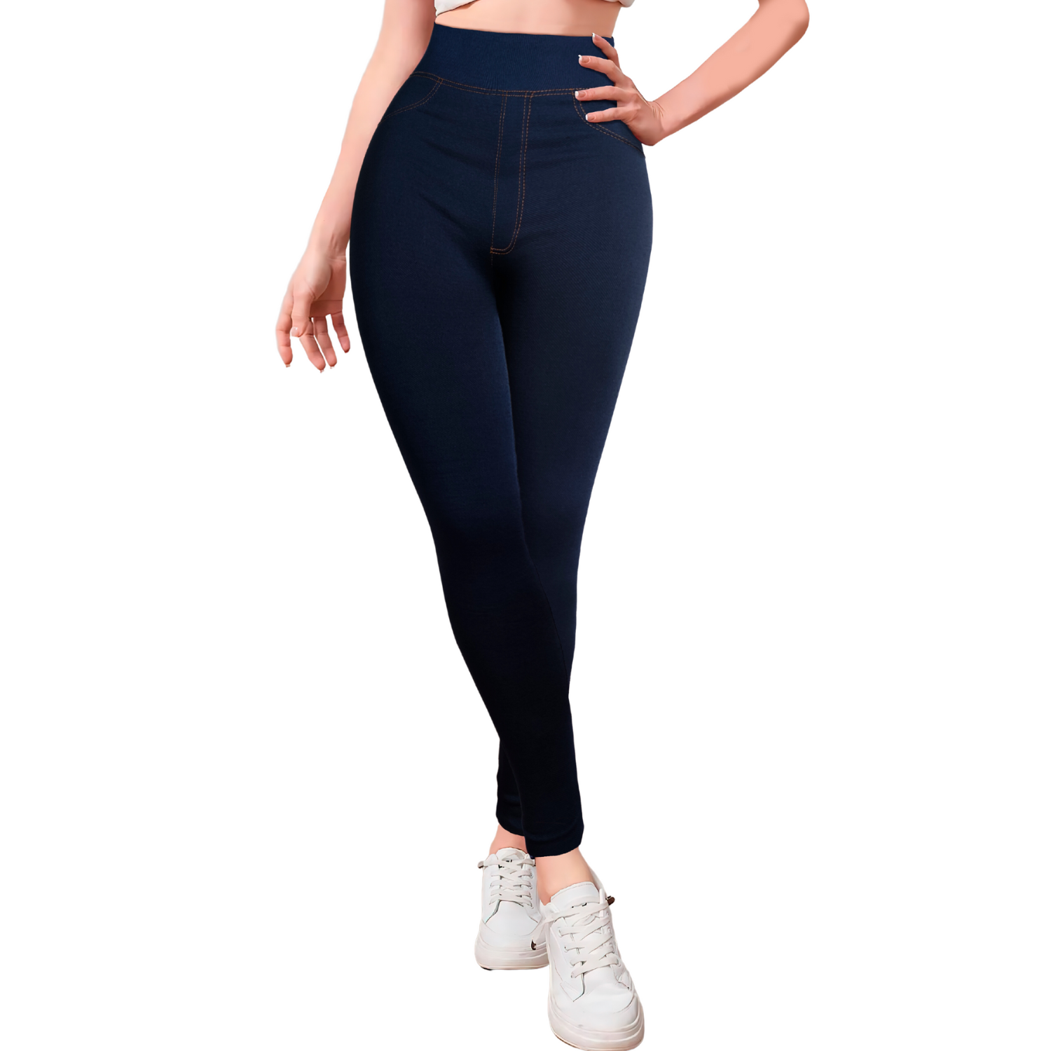 Foto 2 pulgar | Leggings Gruesos Lic-055-3 Azul para Mujer