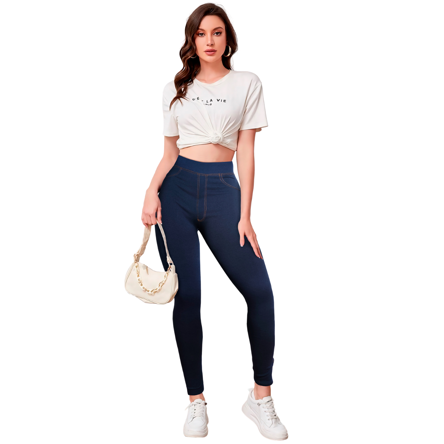 Foto 2 | Leggings Gruesos Lic-055-3 Azul para Mujer