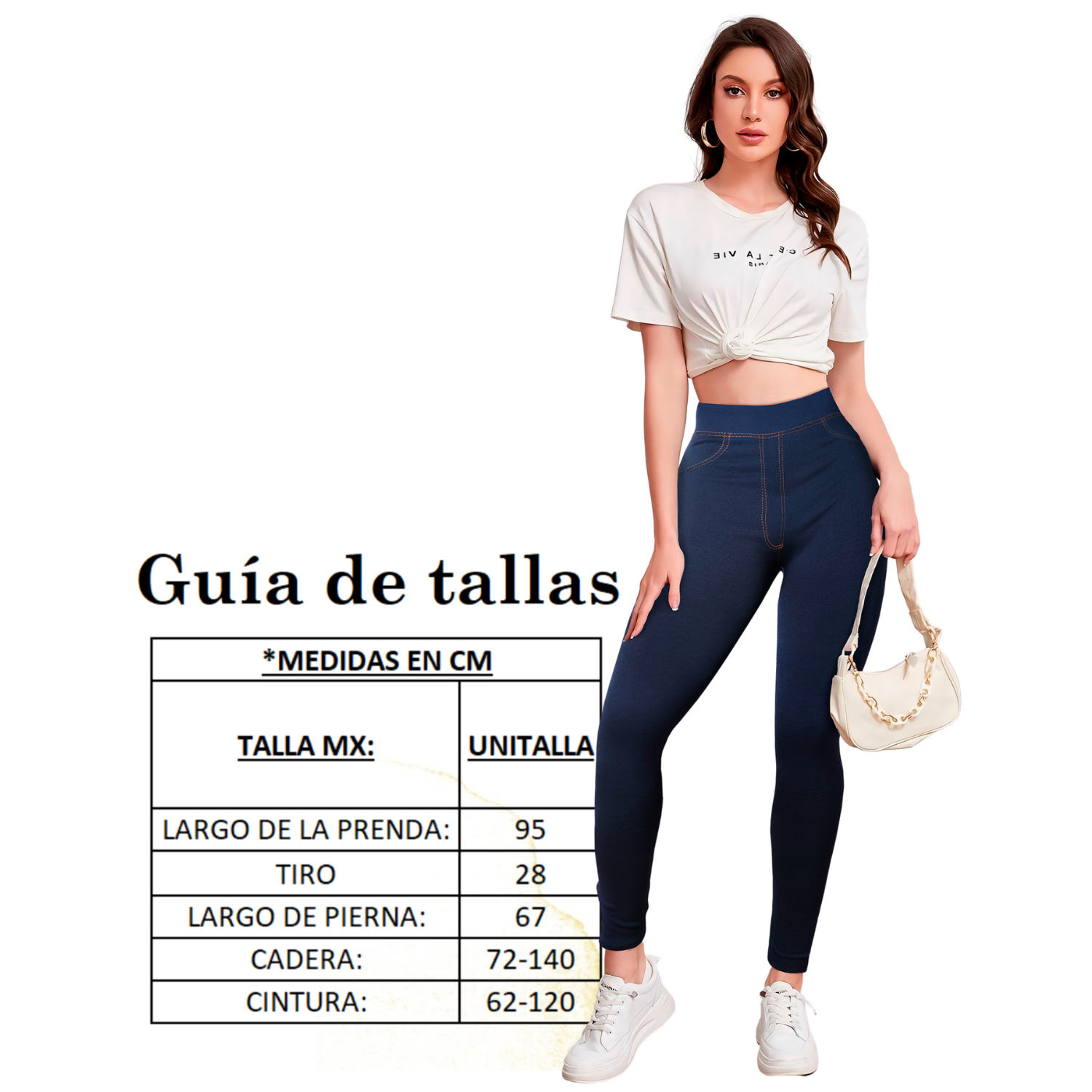 Foto 6 pulgar | Leggings Gruesos Lic-055-3 Azul para Mujer