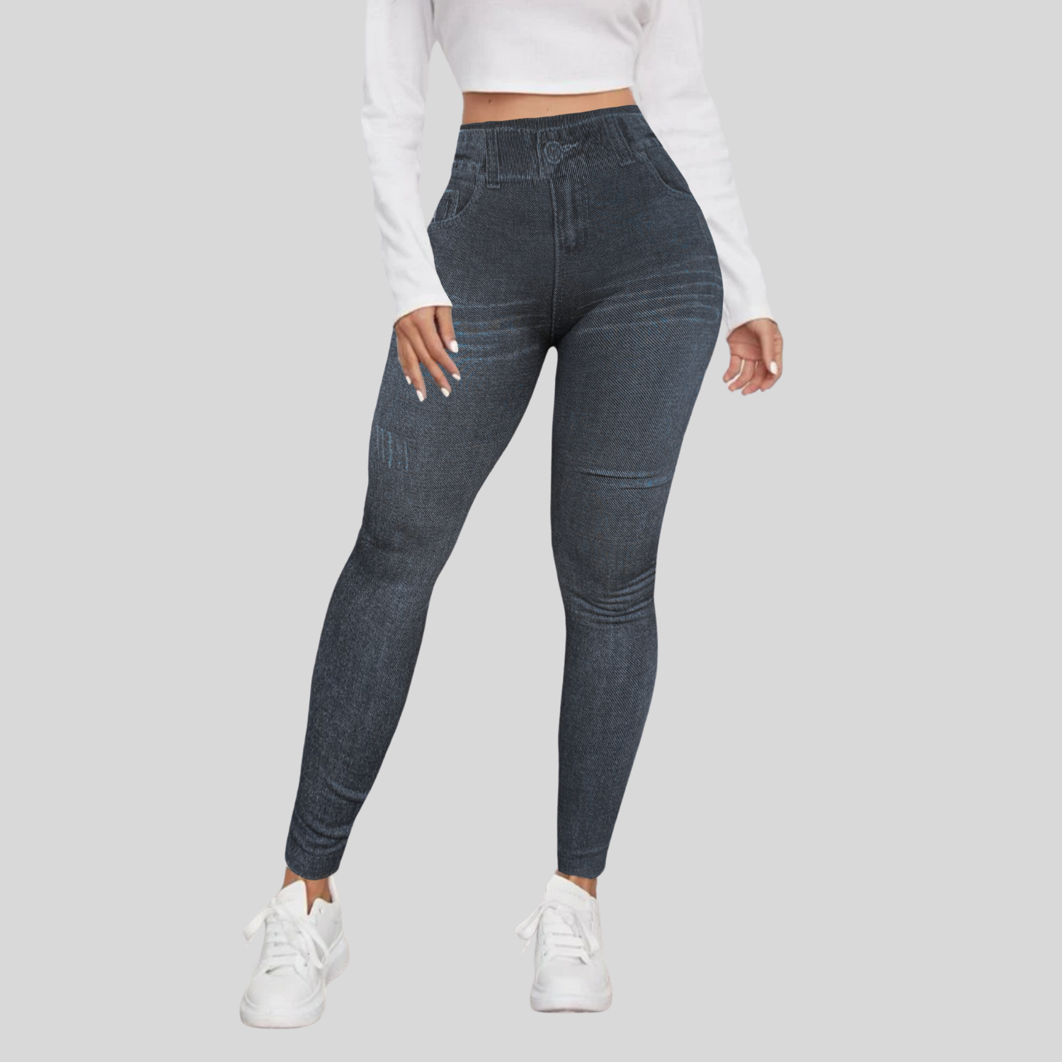 Foto 4 pulgar | Set de 2 Leggings Diseño Mezclilla Lic-055-2 para Mujer